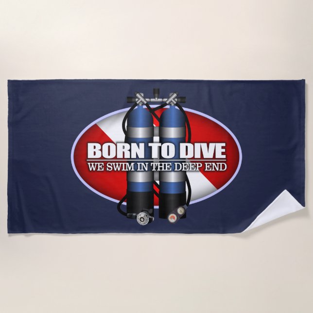 Born To Dive (ST) Beach Towel (Front)
