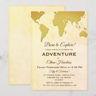 Born to Explore Adventure Birthday World Travel Invitation