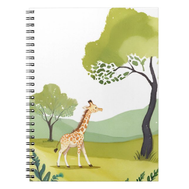 Born to Explore | Giraffe Watercolor Safari Notebook (Front)