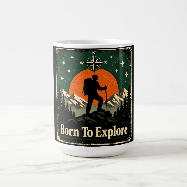 Born To Explore – Natural Explorer Wilderness Coffee Mug (Center)