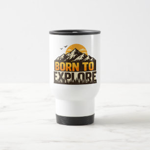 Born To Explore Vintage Mountain Adventure Outdoor Travel Mug
