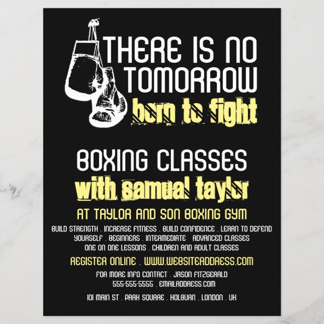 Born To Fight, Boxing Club, Boxing Trainer Advert Flyer (Front)
