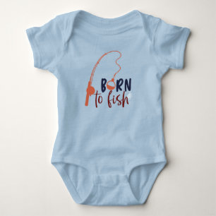 Born To Fish Fishing Rod Bobber Float Baby Bodysuit