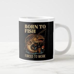 Born to Fish, Forced to Work — Burbot Edition Large Coffee Mug