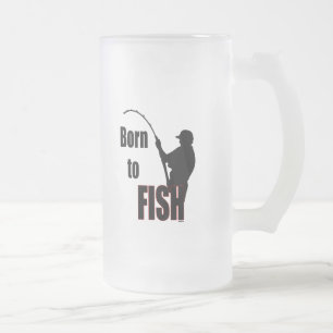 Born to Fish Frosted Glass Beer Mug