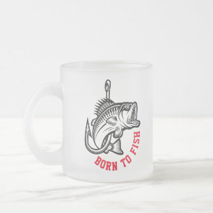Born To Fish Frosted Glass Coffee Mug