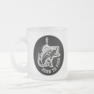 Born To Fish Frosted Glass Coffee Mug