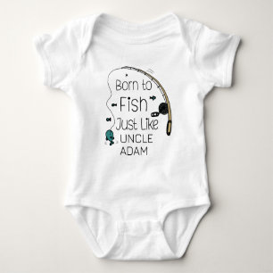 Born to Fish Just Like Uncle - Cute Angler Baby Bodysuit