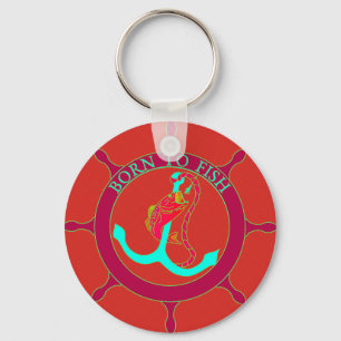 Born to fish key ring