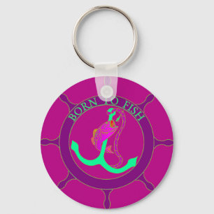 Born to fish key ring