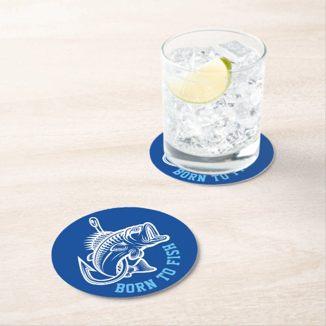 Born To Fish Round Paper Coaster (Insitu)