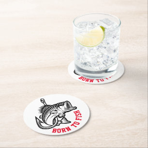 Born To Fish Round Paper Coaster