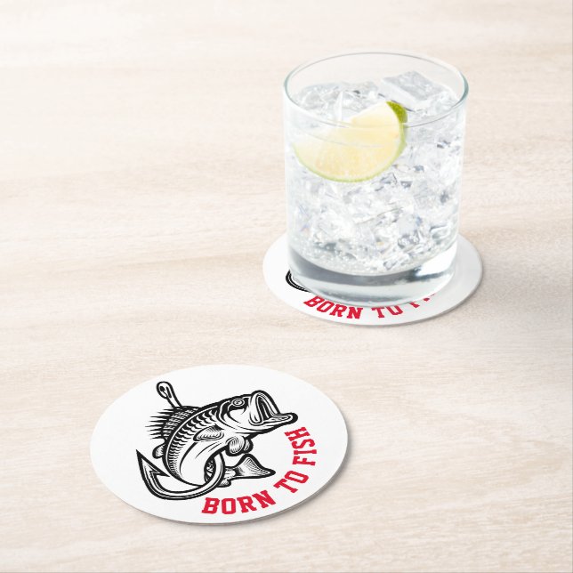 Born To Fish Round Paper Coaster (Insitu)