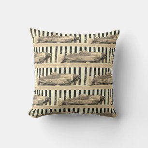 Born to fish, Sepia Tone fisherman's pattern Cushion