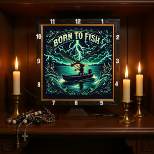 Born to Fish Square Wall Clock