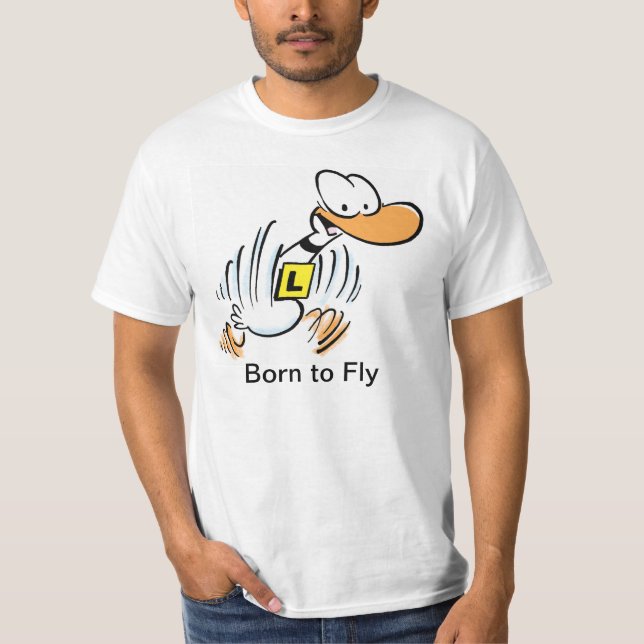 Born to Fly Aviation Cartoon Shirt (Front)