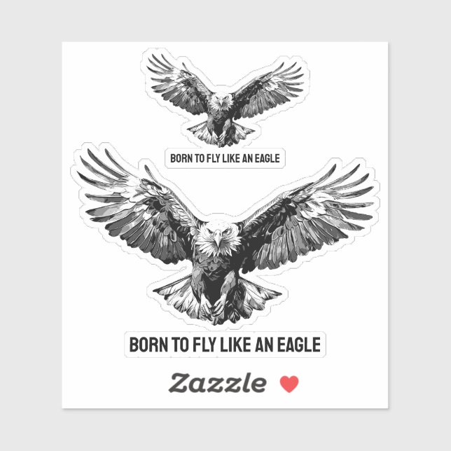 Born to Fly Bald Eagle Custom-Cut Vinyl Sticker (Sheet)
