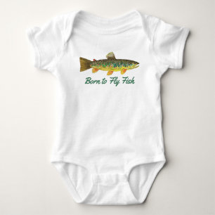 "Born to Fly Fish" Humourous Baby Fishing Bodysuit