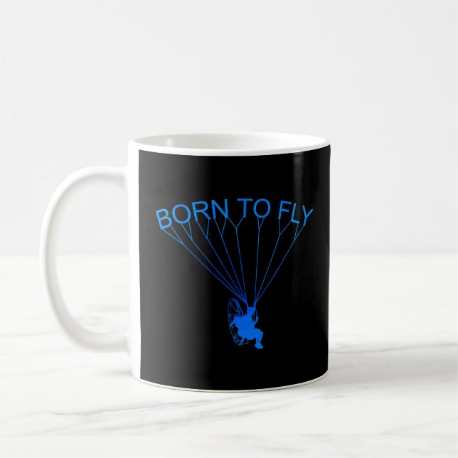 Born To Fly Graphic Paragliding Parachute Paraglid Coffee Mug (Left)
