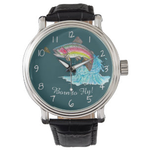 Born to Fly Jumping  Rainbow Trout Fly Fishing Watch