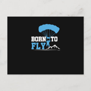 Born To Fly Paragliding Adventure Paraglider Holiday Postcard