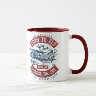 Born To Fly Sky Adventure Across The Sky Aeroplane Mug