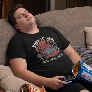 Born to Game Cat Sleeping in Gaming Chair T-Shirt