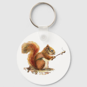 BORN TO GO CAMPING Fun Squirrel Cute Animal Quote Key Ring