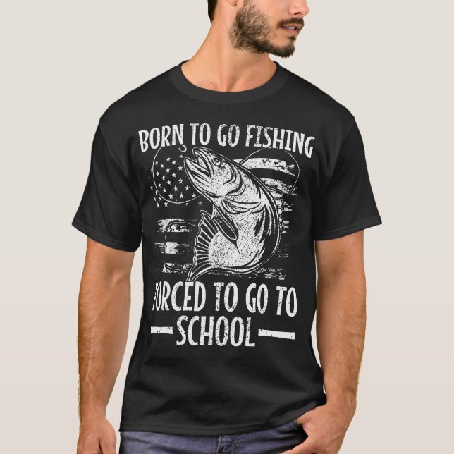 Born To Go Fishing Bass Fish Fisherman Boy Kid Fun T-Shirt (Front)