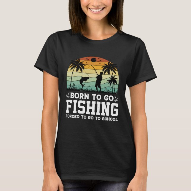 Born To Go Fishing Bass Fish Fisherman Boys Kids T-Shirt (Front)