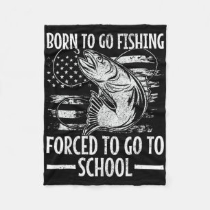 Born To Go Fishing Byss Fish Fisherman Boy Kid Fun Fleece Blanket