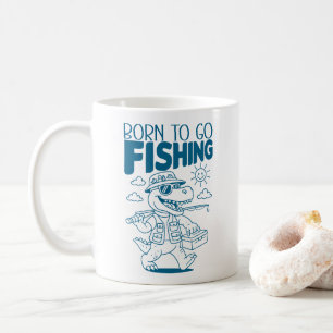 Born To Go Fishing - Cool Fish Dino T-rex Lovers Coffee Mug