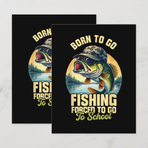 Born to Go Fishing Forced School Funny Thank You Card