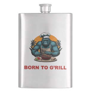 Born to G'rill BBQ Master Fun Pun Hip Flask