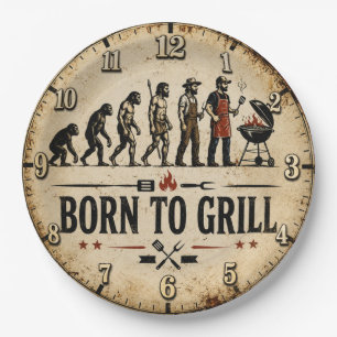 Born to Grill Funny BBQ Evolution Paper Plate