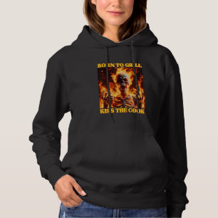 Born To Grill Funny Cringe Hard Skeleton Meme Flam Hoodie