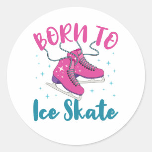 Born to Ice Skate Cute Figure Skating Skater Classic Round Sticker