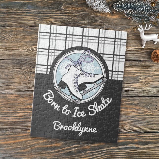 Born to Ice Skate - Tartan Snowflakes Ice Skating Jigsaw Puzzle (Creator Uploaded)