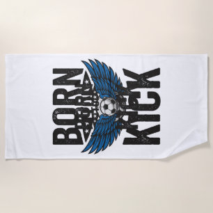 Born To Kick Vintage Soccer Wings Shirt Design_1 Beach Towel