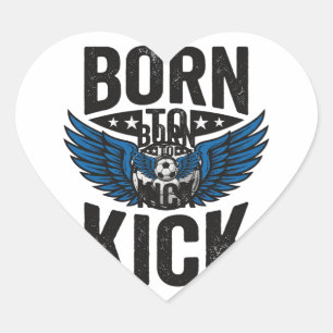 Born To Kick Vintage Soccer Wings Shirt Design_1 Heart Sticker