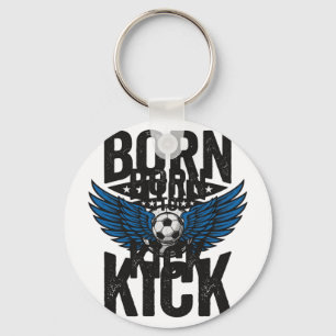Born To Kick Vintage Soccer Wings Shirt Design_1 Key Ring