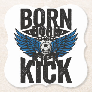 Born To Kick Vintage Soccer Wings Shirt Design_1 Paper Coaster