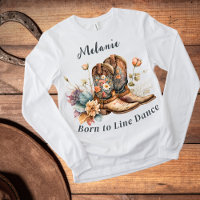 Born to Line Dance Boots Flowers