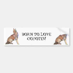 BORN TO LOVE COYOTES WILD ANIMAL QUOTE ART BUMPER STICKER