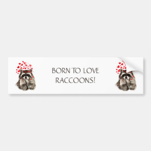 BORN TO LOVE RACCOONS FUNNY ANIMAL QUOTE BUMPER STICKER