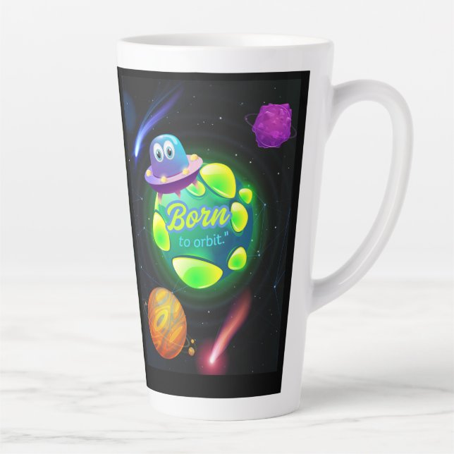 Born to orbit  latte mug (Right)