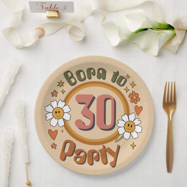 Born to Party Retro paper plates (Wedding)