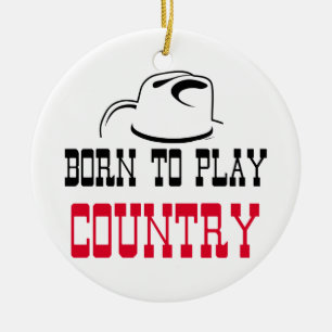 Born to play country ceramic tree decoration