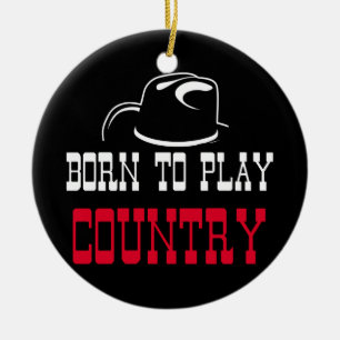 Born to play country ceramic tree decoration