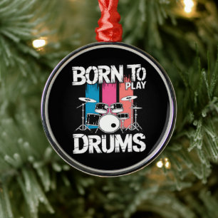 Born To Play Drums Metal Tree Decoration